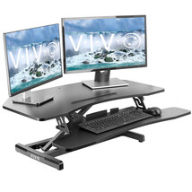 Vivo Black Corner Height Adjustable 37" Standing Desk Tabletop Monitor Riser - £214.89 GBP