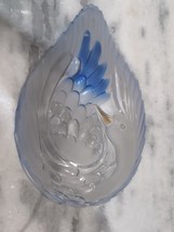 Cobalt Blue Frosted Glass Swan Platter, Large Serving Tray, Table Centerpiece - £31.29 GBP