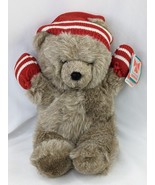 Applause Brown Bear Plush Knit Hat Mittens 13 Inch 1987 Stuffed Animal Toy - $39.95