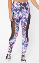 Rue 21 High Waist Purple Tie Dye Swirl Mesh Inset Honeycomb Ruched Back Leggings - £15.14 GBP