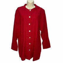 Coldwater Creek Womens Button Front Linen Blend Top Size 1X Red Tunic Shacket  - £39.62 GBP