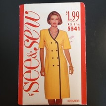 Butterick 5541 Pattern Misses&#39; Dress Loose-Fitting See &amp; Sew A 6-10 VTG UC - £6.90 GBP