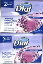 Dial Lavender/Twilight Jasmine Antibacterial Deodorant Soap 2-2ct Pk=4Bar-SHIP24 - £14.70 GBP