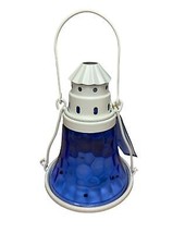 colonial candle on the coast coastal tealight Lantern White with Blue Glass NWT - £14.49 GBP