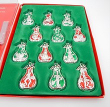Harvey Lewis Twelve Days of Christmas Swarovski Pear Shaped Red Green Ornaments - £15.72 GBP