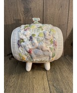 Majolica Pottery Keg Face on each end and decorated with flowers and che... - £60.19 GBP