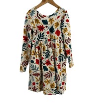 Hanna Andersson Leaf Print Long Sleeve Dress Size 6-7  - £18.56 GBP