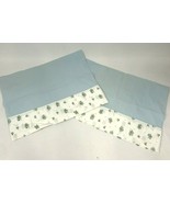 Vintage Pillowcases Blue Floral Cotton Shabby Chic Cottage Antique Set 2  - $11.50