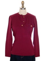 Vintage 1980s Salvatore Ferragamo Wine Wool Sweater Gold Button Grosgrai... - $3,182.59 MXN