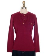 Vintage 1980s Salvatore Ferragamo Wine Wool Sweater Gold Button Grosgrai... - $3,188.71 MXN