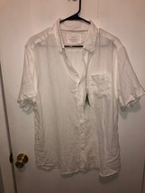 NWT Porter &amp; Ash Mens SZ XL White Sustainable 100% Linen Short Sleeve Shirt - £15.31 GBP