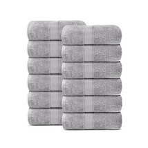 Lavish Touch Aerocore 100% Cotton 600 GSM Pack of 12 Face Towels Steel - $26.59