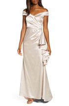 Eliza J EJ0-4416 Portrait Collar Satin Gown SZ 4 ($228) Champagne - $101.38