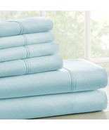 Queen Size Aqua 6 Piece Wrinkle Resistant Microfiber Polyester Sheet Set - $188.89 CAD