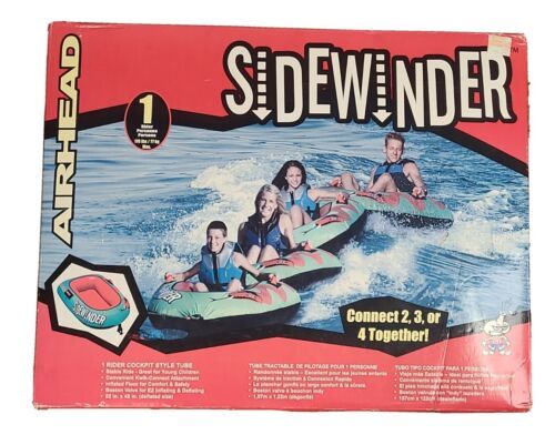 Vintage Airhead Sidewinder 1 RIDER Inflatable Towable Tube Float Kwik Connect - $290.24