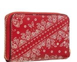 Bandana Print Lauren Ralph Lauren Small Leather Zip Around Wallet Red White - £54.33 GBP