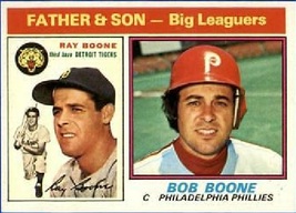 1976 Topps Ray Boone/Bob Boone, Father &amp; Son Baseball Card #67, a Christmas Gift - £1.53 GBP
