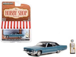 1972 Cadillac Coupe DeVille Blue with Black Top and Vintage Gas Pump &quot;The Hobby - £14.54 GBP