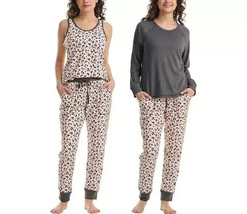 Live Love Lounge Women&#39;s Plus Size 3X Gray Pink 3 Piece Loungewear Set NWT - £14.33 GBP