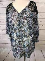 Torrid Plus size 2 2X Animal Print blouse tunic shirt Cheetah Leopard Wo... - $24.22