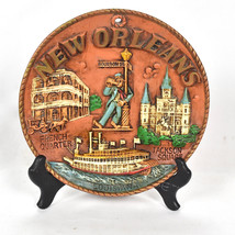 Vintage New Orleans Souvenir 3D Round Plate, Made In USA 7.5&quot; Dia. - $29.69