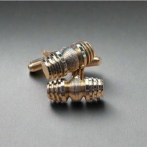 Vintage Gold Tone Cufflinks – Retro Mid Century Ribbed Design - $219.59 MXN