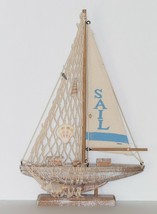 Handcrafted Wooden Nautical Sail Boat Decor with shell Nautical Themed Gift - £16.41 GBP