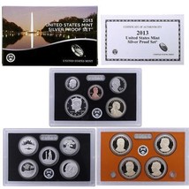2013 S US Mint Silver Proof Set - 14 Coins COA Original Box - £79.62 GBP