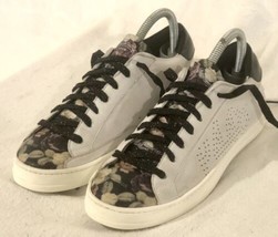 P448 Brand Paul Leather Fashion Sneakers Floral Print Toe cap Women&#39;s Sz 38 - $98.99