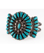 Zuni Turquoise Broderie Manchette Bracelet Signé JHN en Sterling 45 MM L... - $14,461.69 MXN