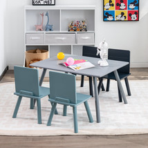 5 PCS Wooden Table and 4 Chairs Ideal Gift w/Backrests &amp; Seats for Kids from 3-7 - £106.30 GBP