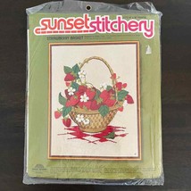 Sunset Stitchery Strawberry Basket Kit #2383 18&quot;x22&quot; Vintage - £19.01 GBP