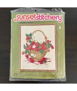 Sunset Stitchery Strawberry Basket Kit #2383 18&quot;x22&quot; Vintage - £18.90 GBP