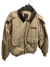 Avirex Type A-2 Bomber Jacket Mens Xl Beige Cotton (Leather Collar) 30-1415 - £70.25 GBP