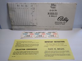 Bali Bingo Pinball Machine SCHEMATIC + NOS Score Card + Paper Lot Bally ... - £39.23 GBP