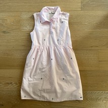 Vineyard Vines Anchor Embroidered Popover Shirt Dress Pink White Striped... - $29.99