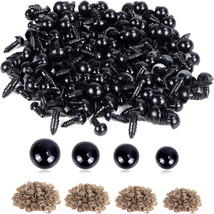 UPINS 500 Pieces 6-12MM Black Plastic Safety Eyes with Washers for Crochet Anima - £8.86 GBP