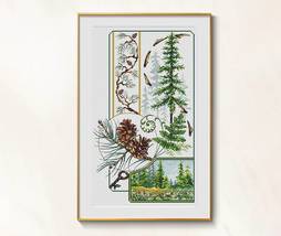 Pine Cone Cross Stitch Evergreen Pattern pdf - Woodland Sampler Cross Stitch  - £11.14 GBP