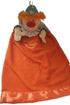 R Dakin Plush Clown Satin Heart Trim Baby Security Blanket Lovey Orange RARE VTG - £38.00 GBP