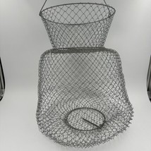 Vintage Collapsible Wire Fishing Basket Galvanized Steel Mesh Fish - $19.75