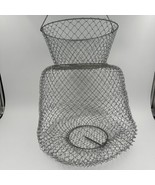 Vintage Collapsible Wire Fishing Basket Galvanized Steel Mesh Fish - £15.64 GBP