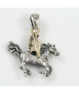 Pegasus Mythological Winged Horse Two Tone Bronze &amp; Sterling Silver Char... - $88.41