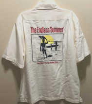 Endless Summer Search Perfect Wave White Vintage 90s Surfer Sewn Camp Sh... - $34.24