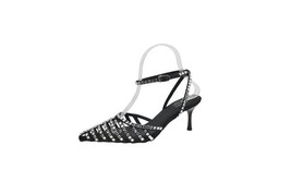 Womens Crystal Cutout Pointed Toe Heeled Leather Shoes - $111.99+