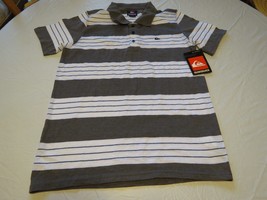 Men&#39;s Quiksilver bolt polo shirt smoke $39.50 S small SM NEW stripe Faded area - £13.35 GBP