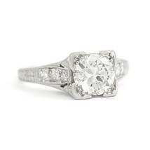 Authenticity Guarantee 
Vintage 1940&#39;s Etched Diamond Engagement Ring Platinu... - £3,912.84 GBP