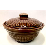 McCoy USA Pottery Vintage 1960’s Brown Glazed Ribbed Covered Casserole B... - £23.50 GBP