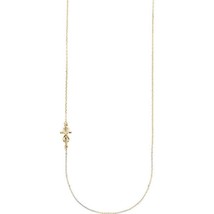14k Yellow Gold Infinity Off Center Sideways Cross Necklace - £302.95 GBP