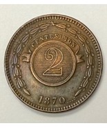 COIN FROM PARAGUAY 1870 2 CENTESIMOS CIRCULATED - $848.01 MXN