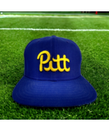 Vtg New Era University of Pittsburgh Pitt Script  Blue Hat  Fitted 7.5 Made USA - $18.49